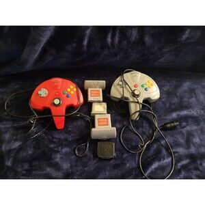 Nintendo 64 Controller and Memory Pack Bundle - 2 Controllers, 2 Tremor Packs